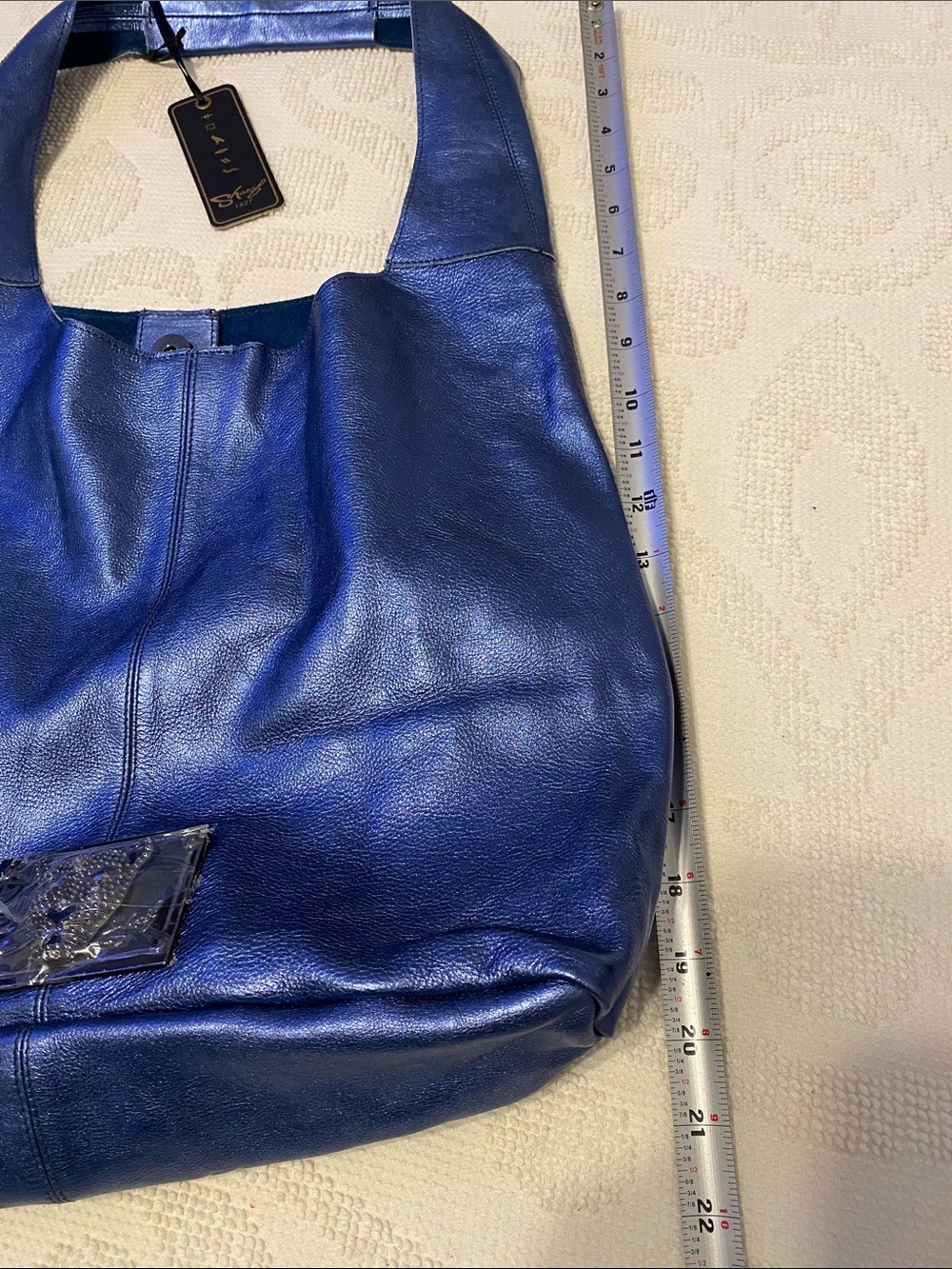 Sharif Metallic Blue Shoulder Bag - Picture 2 of 10